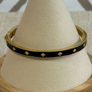 Kate Spade Spot The Spade Black & Gold Enamel Hinged Bracelet